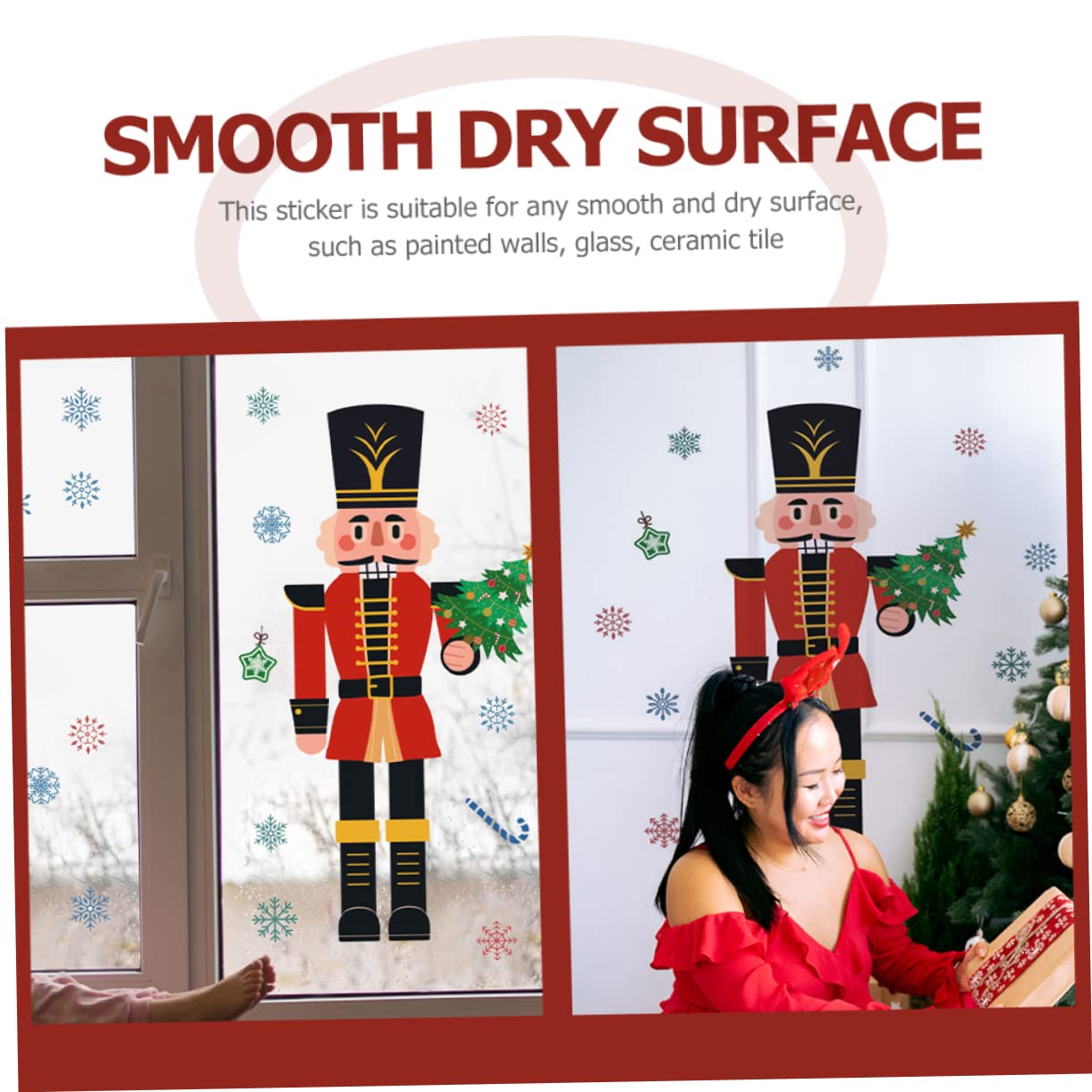 Cabilock 3 Pz Vetrofanie natalizie la finestra del fiocco di neve aggrappa adesivi murali schiaccianoci natalizi decorazioni natalizie economiche stickers natale bambini adesivi natalizi