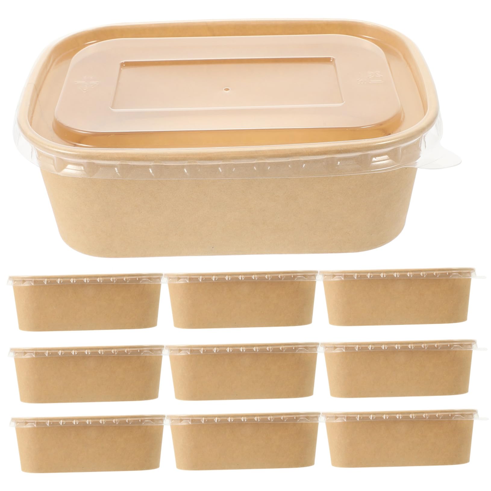 GARVALON 10 Pack Kraft Paper Boxes Meal Prep Containers Lids Bakery Snack Boxes for Frying Ice Containers for Outdoor Hot Dog Packing French Fries Storage