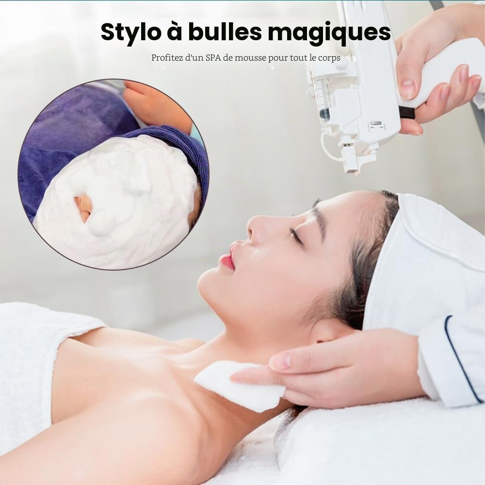 Machine de beauté 6 en 1 à hydrogène et oxygène - Système avancé de soin du visage avec 6 embouts - Appareil d'aquagofacial - Pour salon de beauté personnel à la maison - Blanc