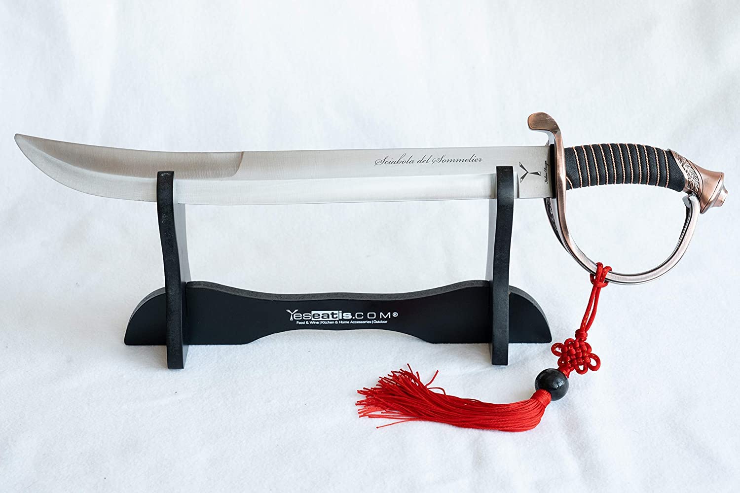 YesEatIs - Sciabola del Sommelier Manico Acciaio - Starter Kit con Secchiello per Ghiaccio e Bottiglia di Bollicine Italiane (Prosecco Valdobbiadene)