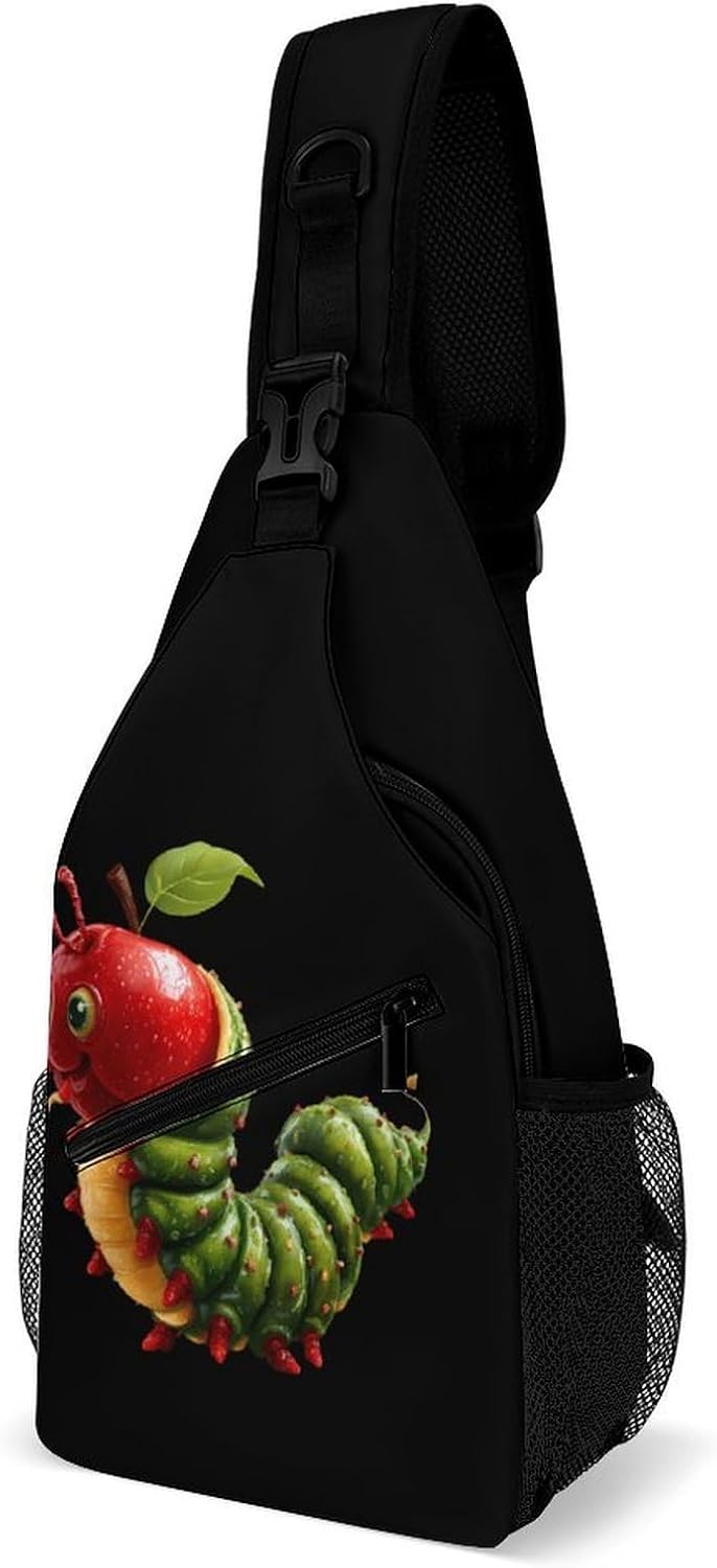 Caterpillar Print Men Crossbody Sling Backpack Chest Bag | Travel Fanny Pack,Hiking Daypack,Print Shoulder Bags