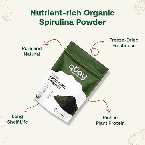 Miniatura 3 de Polvo de espirulina orgánica de 8 onzas, sin OMG, sin gluten, vegano, proteína a base de plantas, rica en hierro, espirulina en polvo para batidos