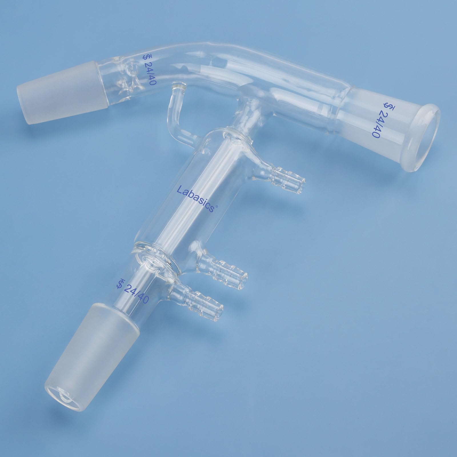 Labasics Adaptateur Distillation à Chemin Court, Verre Borosilicaté, Joint 24/40, Connexions Tuyau 10 mm, Résistant aux Produits Chimiques pour Usage en Laboratoire