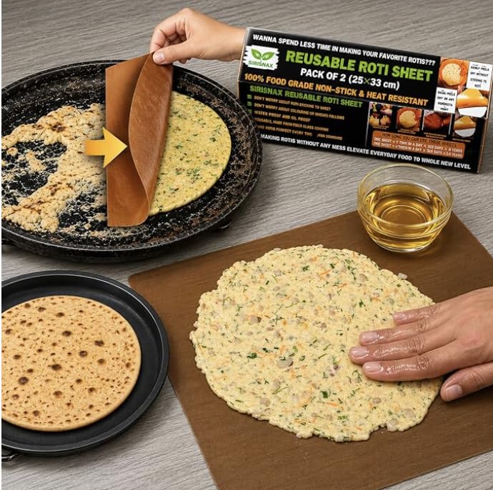 Reusable Roti Sheet & Baking Mat 25x33 cm Pack of 2 | Non-Stick Surface, Heat Resistant, Food Grade, Oil Proof, Water Proof-image-10