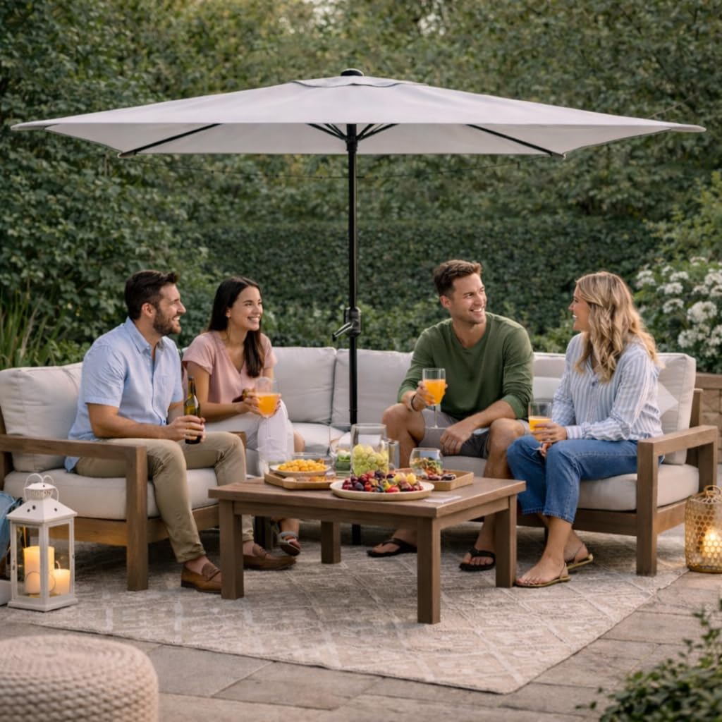 Bricozone Ombrellone Da Giardino 3 x 2 M Rettangolare Parasole Per Balcone Con Air Vent Apertura A Manovella Anti UV Idrorepellente Per Terrazzo Mare Spiaggia Piscina
