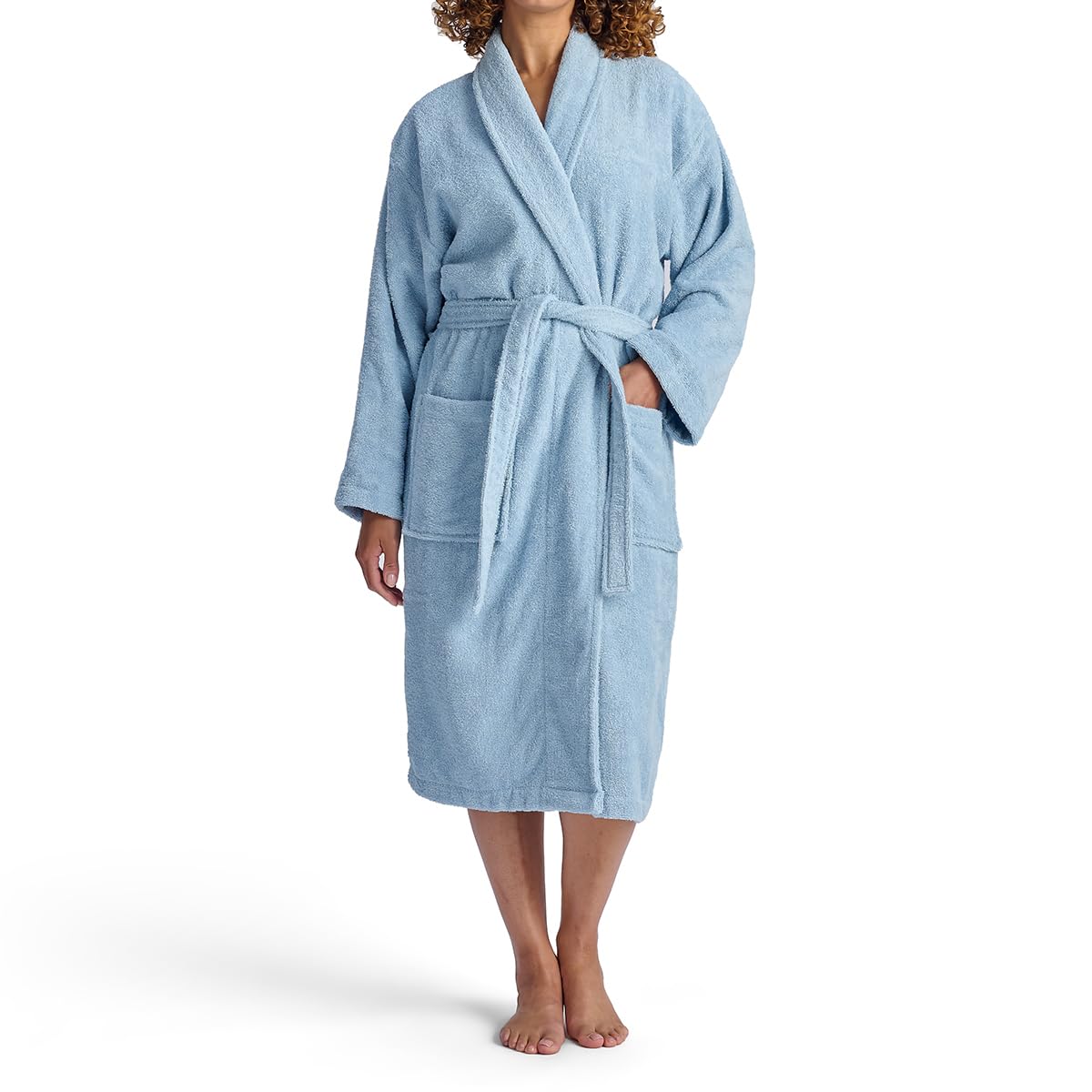 Christy Women's Faded Blue Serene Bath Robe Blue | Super Soft And Fluffy | 100% Combed Cotton | Luxury Dressing Gown | Lightweight, Quick Dry And Snag Free | 320Gsm Bathrobe | Medium |