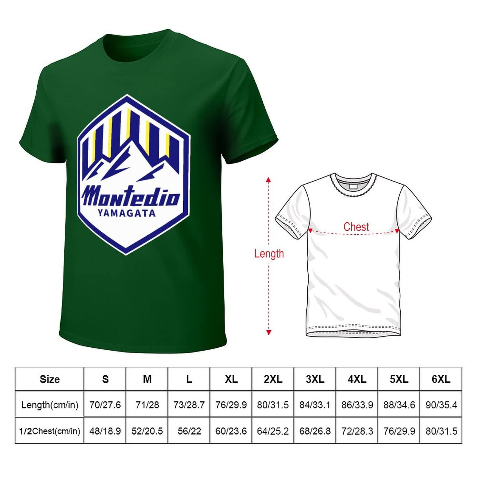 Amazon.co.jp: モンテディオ山形 Tシャツ メンズ 半袖 100% 綿 クルー
