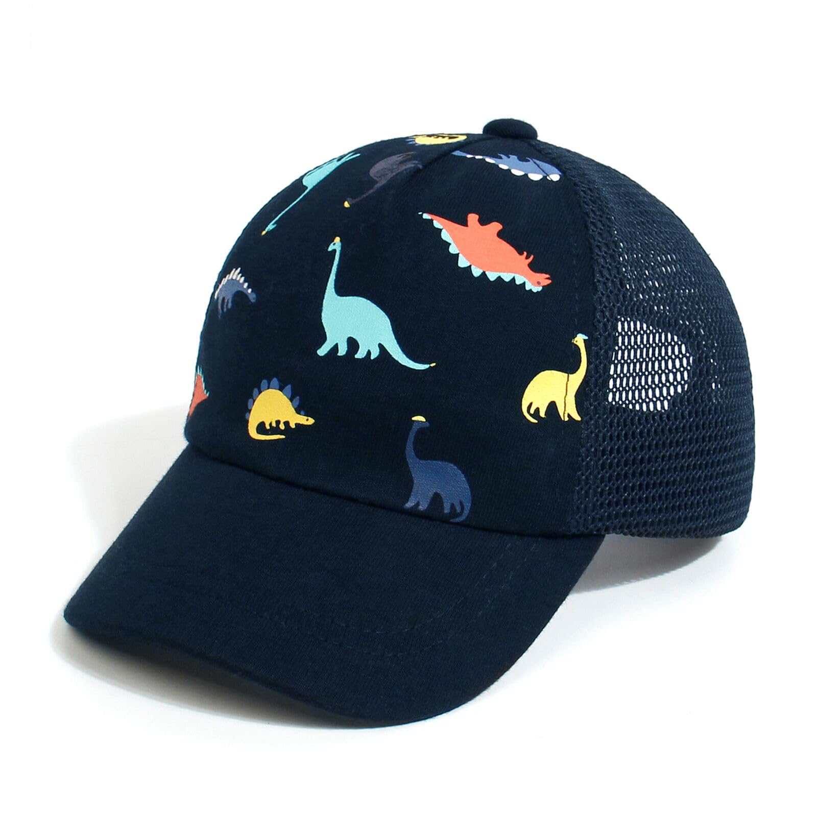 Duoyeree Toddler Baseball Hat, Dinosaur Mesh Adjustable for 0-8T Kids