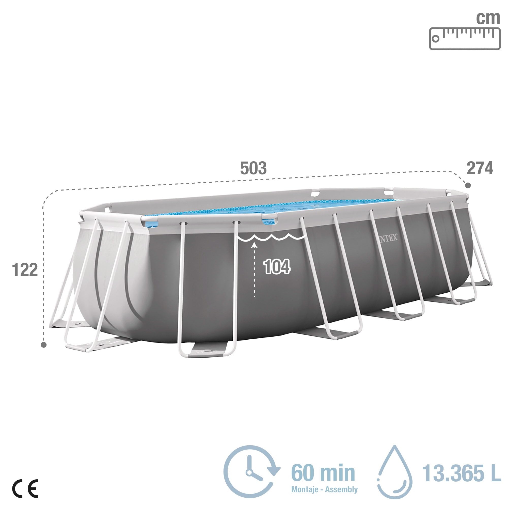 Intex 26796NP - Piscina desmontable ovalada prism frame intex 503x274x122 cm con depuradora