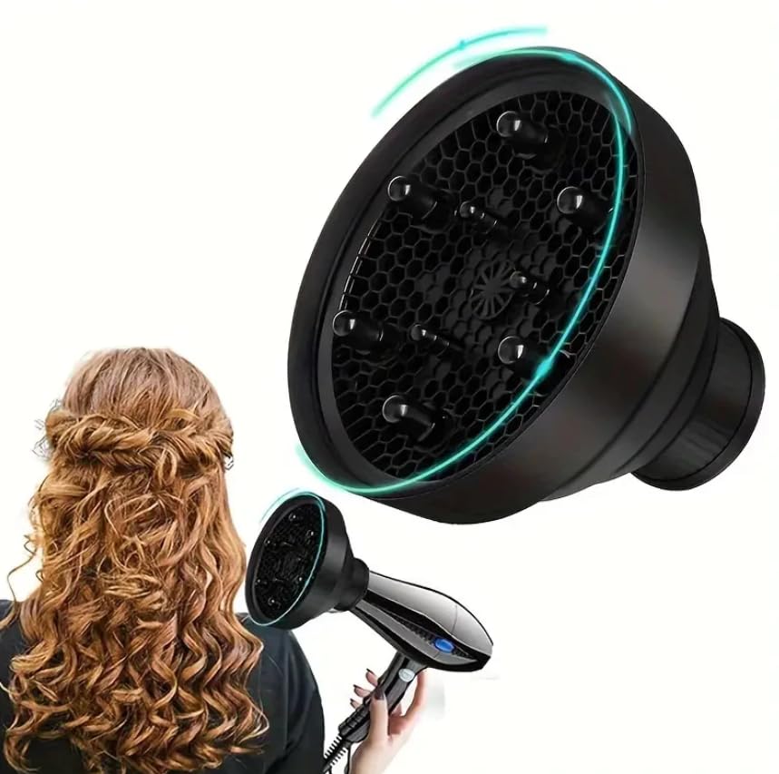 Difusor de Ar para Secador em Silicone, Adaptador Definidor de Cachos, Retrátil, Universal