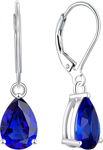 YL Aretes colgantes de plata de ley 925, aretes de lágrima con piedra natal, regalos de joyería para mujer, Circonita cúbica