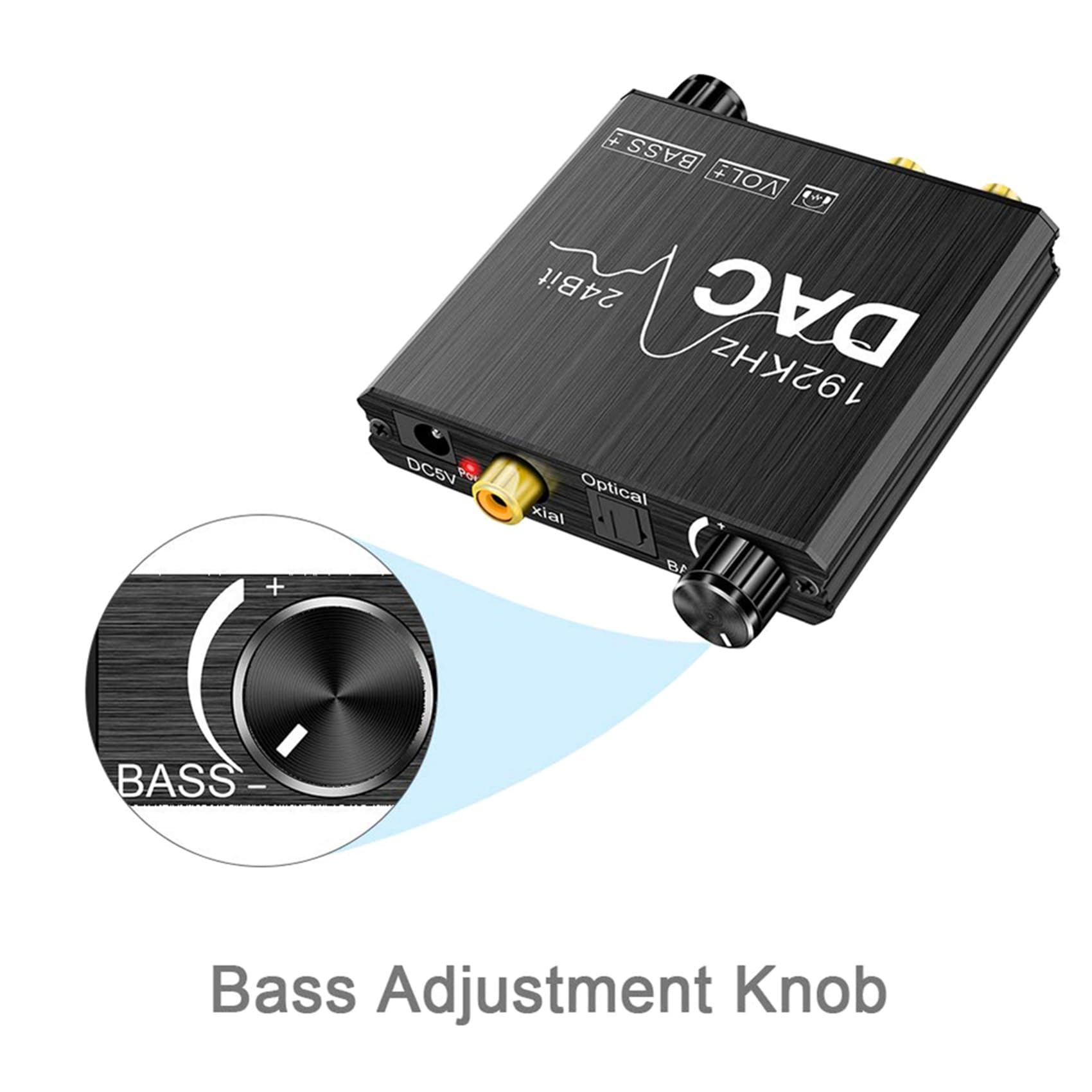 6X Convertitore Audio da Digitale Ad Analogico da 192 KHz con Regolazione dei e del Volume, Stereo Digitale SPDIF/Ottico/da Coassiale Ad Analogico