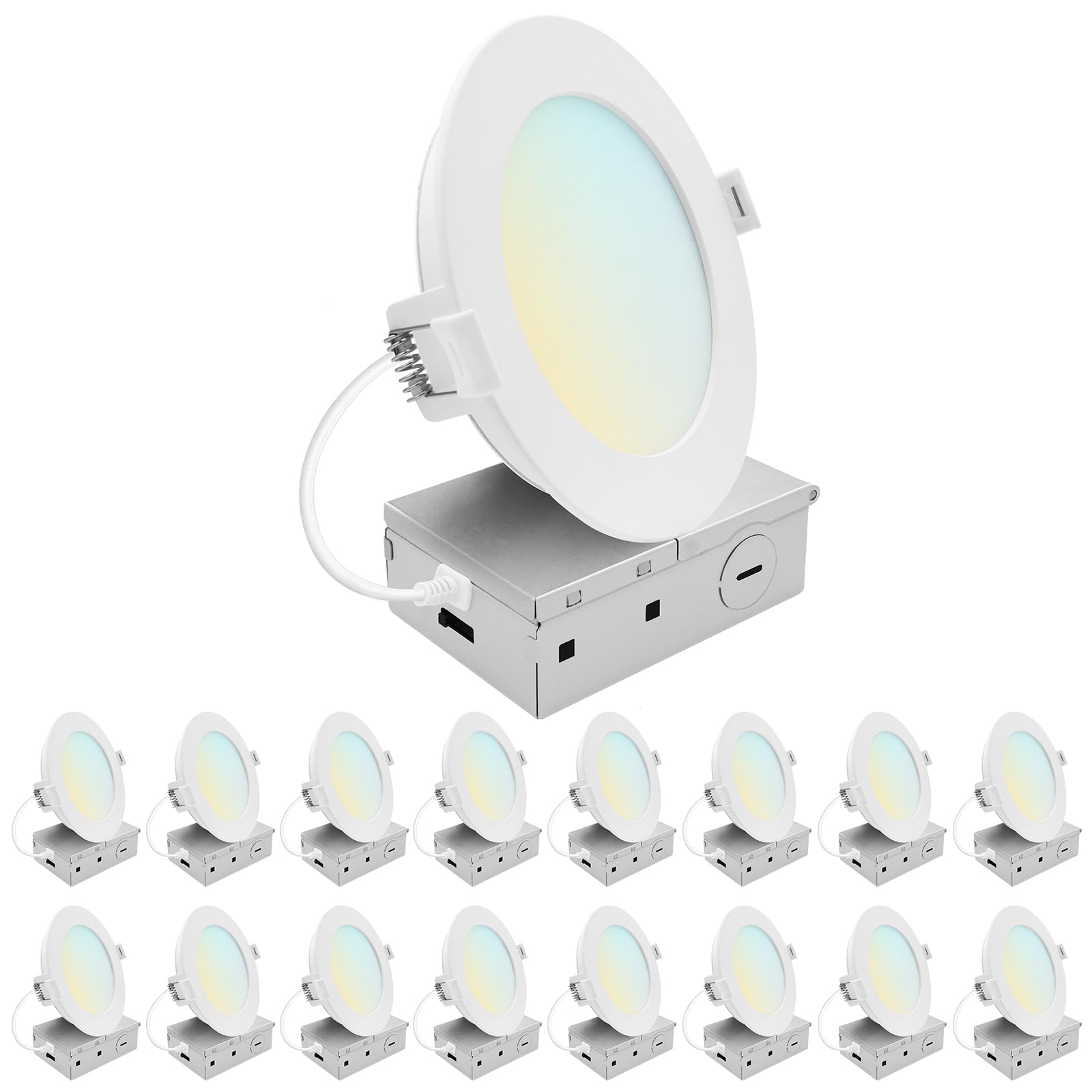 LUXRITE 5 Inch LED Recessed Light ECO Backlit Mini Panel Spotlight 5CCT 2700K-5000K 1200 Lumens High Output 13