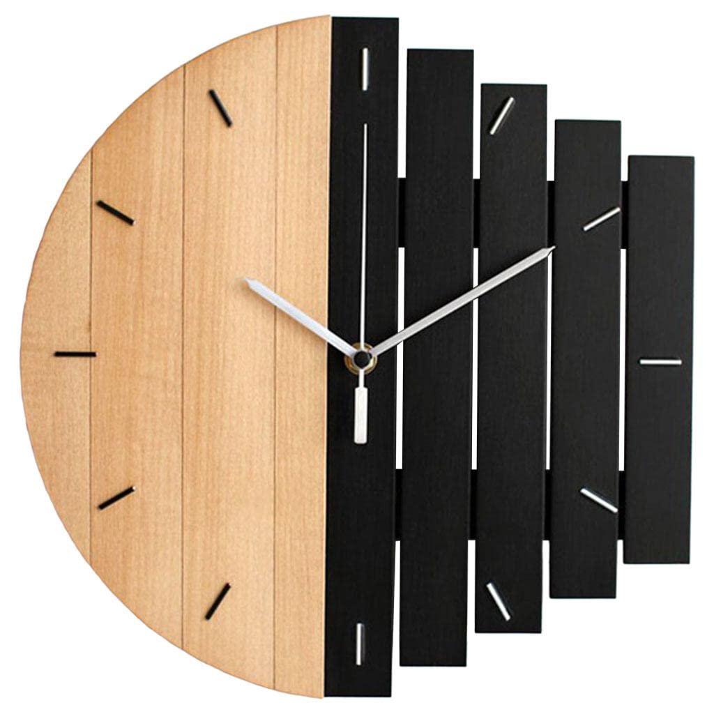 Grande horloge murale silencieuse en bois pour chambre et salon zen