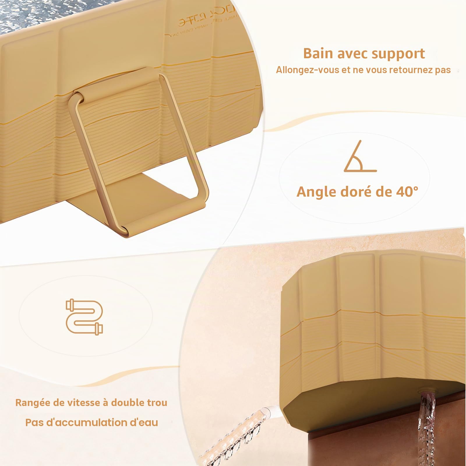 Baignoire pliable pour adultes, 2 en 1 bain glacé & eau chaude, baignoire portable autoportante avec couvercle, idéale pour spa à domicile, extérieur & intérieur, sans montage (120 x 56 x 50 cm