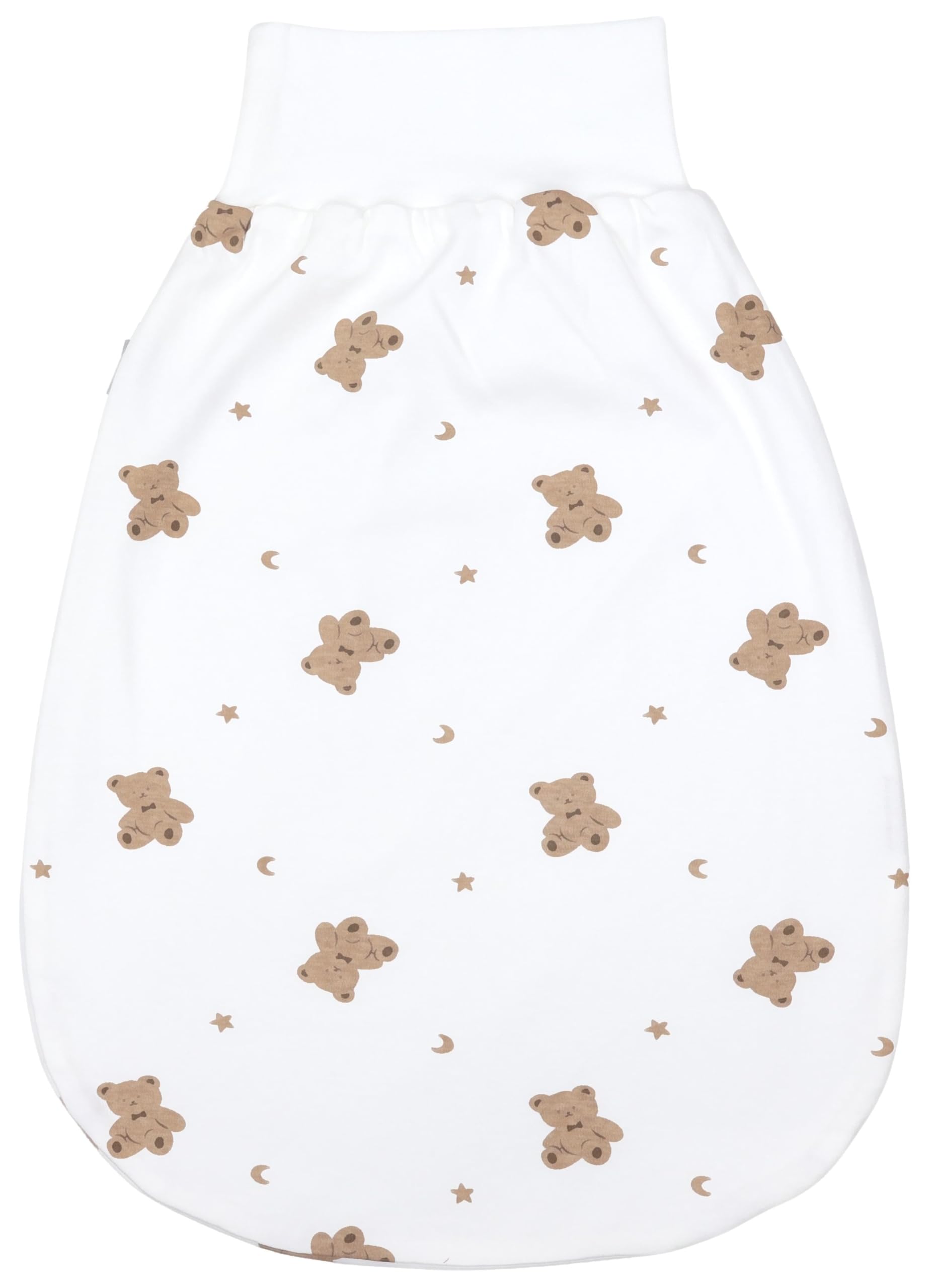 TupTam Baby Strampelsack mit breitem Bund – Unwattierter Schlafsack Baby aus Baumwolle für Frühling & Sommer, Farbe: Teddy_Sterne_Mond, Größe: 0-6 Monate