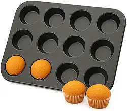 Assadeira Antiaderente para Cupcake e Muffin — Forma para Cupcake com 12 Cavidades — Forma para Forno, Ideal para Mini Bolo, Cupcake e Muffin — PREMIUM LOREAL SHOP