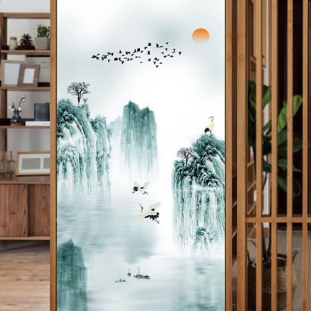 ZXZAX Landscape Painting Frosted Privacy Protection Window