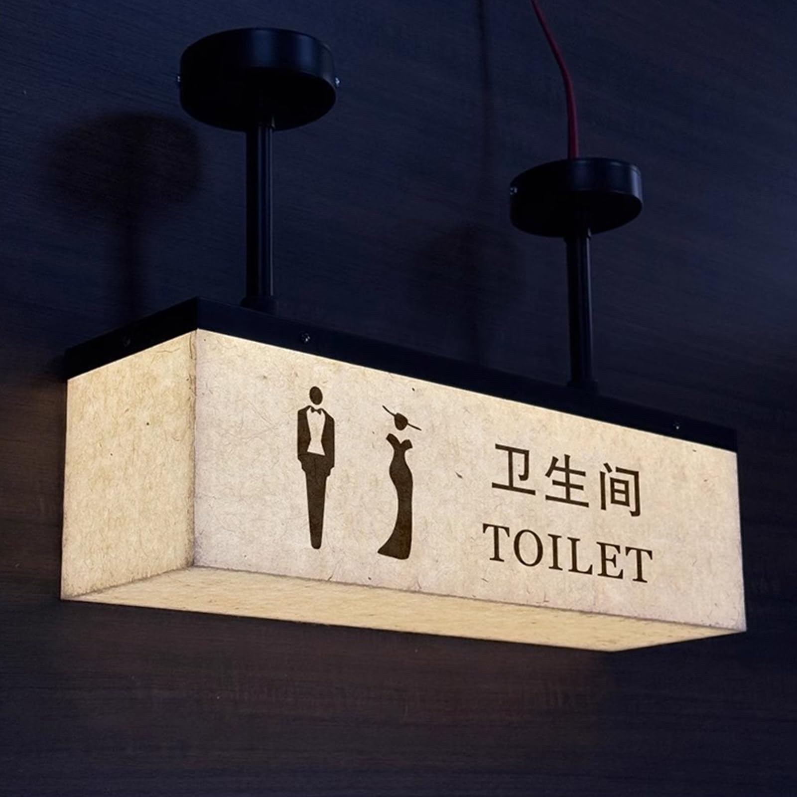 vrfvsdasAAS LED restroom sign, Suspension Rod Height 10-20cm, Top Hanging Installation, for Bar Mall, Public Restrooms Service