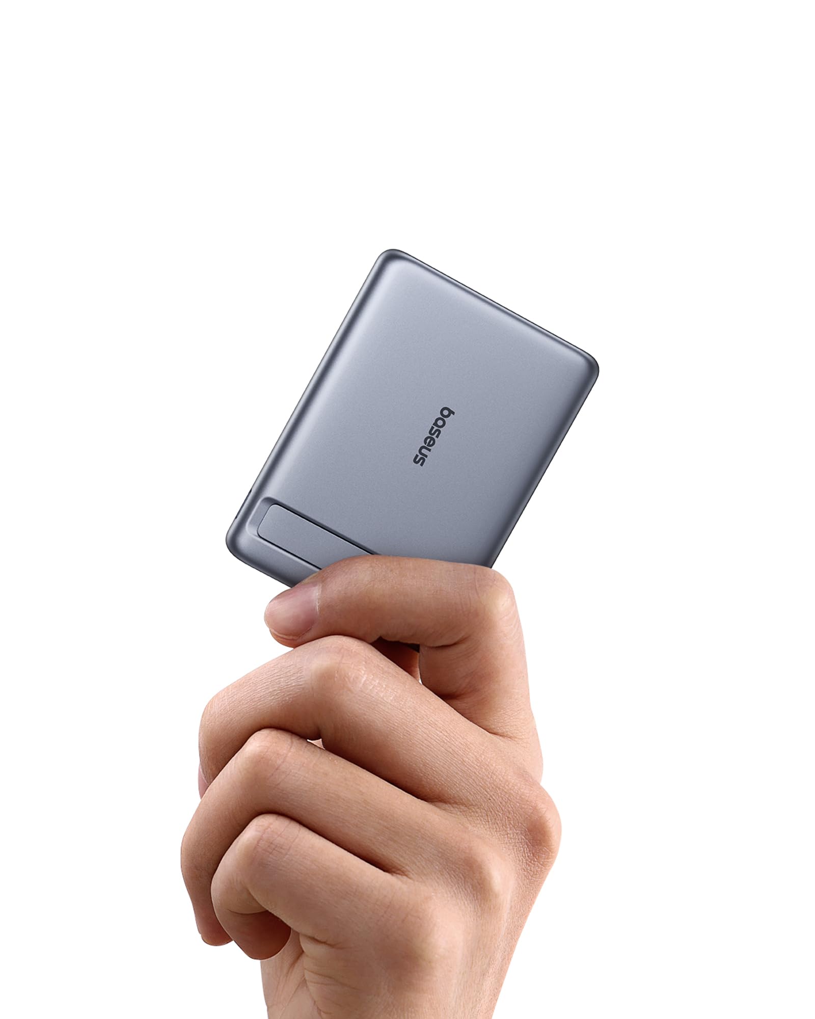 Baseus Mini MagSafe Powerbank 5000 mAh certifié Qi2 avec Support Pliable, PD 20 W, Batterie Externe magnétique USB C, sans Fil, Compatible avec iPhone 17/16/15/14/13/12/Pro/Pro Max, Gris