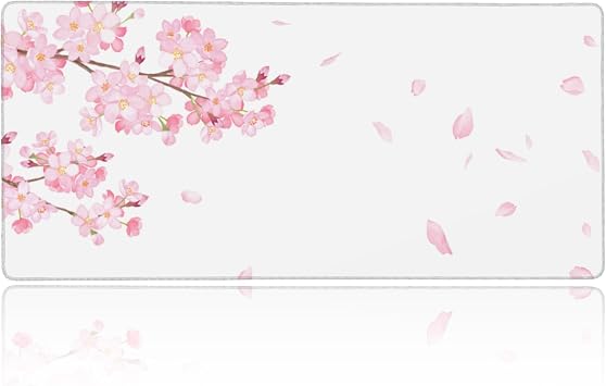 Mouse Pad Large Sakura Watercolor Flower Petals Dancing Sakura Japanese Style Gaming Mouse Mat Desk Mat Oversized Large Keyboard Pad Rubber Bottom Optical Mouse Compatible Non-slip Durable Good