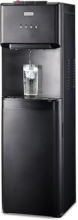 Igloo Bottom Loading Water Cooler – Hot, Cold, & Room Temperature Dispenser – Black, Holds 3 & 5 Gallon Jugs, Child Safety Lock – for Homes, Kitchens, Offices, Dorms
