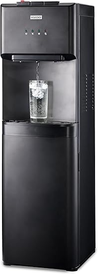 Igloo Bottom Loading Water Cooler – Hot, Cold, & Room Temperature Dispenser – Black, Holds 3 & 5 Gallon Jugs, Child Safety Lock – for Homes, Kitchens, Offices, Dorms
