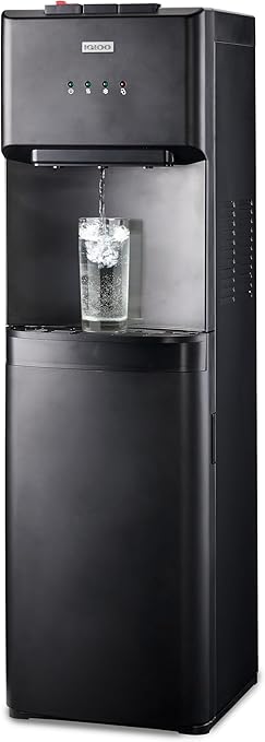 Igloo Bottom Loading Water Cooler – Hot, Cold, & Room Temperature Dispenser – Black, Holds 3 & 5 Gallon Jugs, Child Safety Lock – for Homes, Kitchens, Offices, Dorms