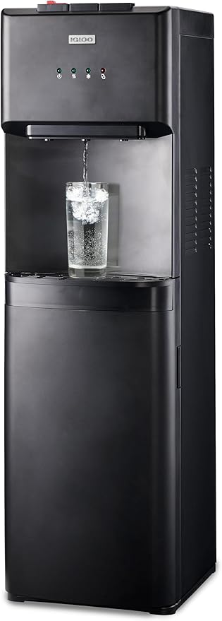 Igloo Bottom Loading Water Cooler – Hot, Cold, & Room Temperature Dispenser – Black, Holds 3 & 5 Gallon Jugs, Child Safety Lock – for Homes, Kitchens, Offices, Dorms
