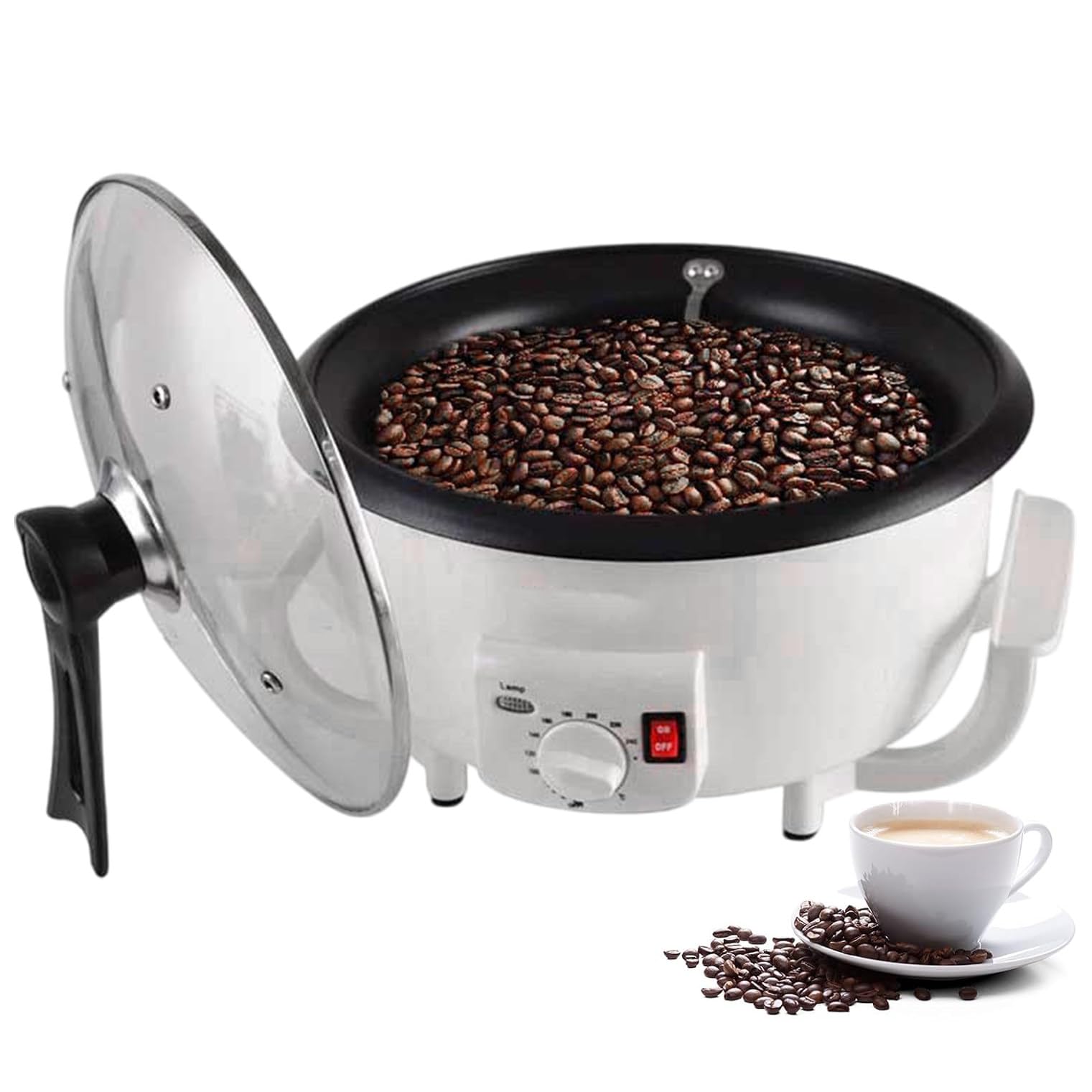 Elektrische Nussröstmaschine, Haushaltskaffeebohnenröster, Backmenge 300-350g, Multifunktionsbackmaschine zum Backen von Popcorn, Rohbohnen, Tee, Erdnüssen, Sesam,