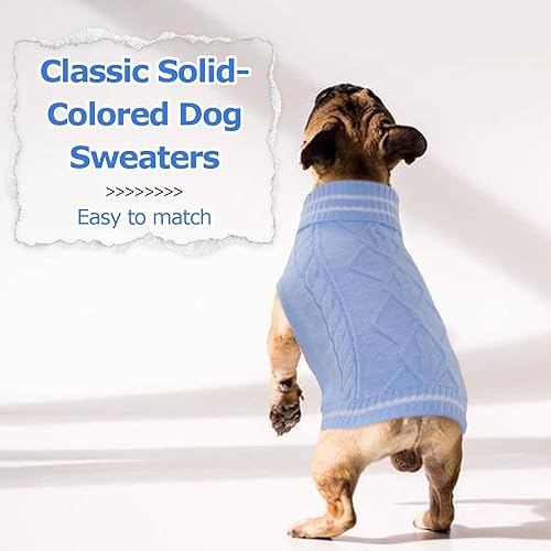 Miniatura 4 de ROZKITCH Suéter para perro, suéter de punto para clima frío para otoño e invierno, suéter de cuello alto para perro, ropa clásica gruesa y cálida