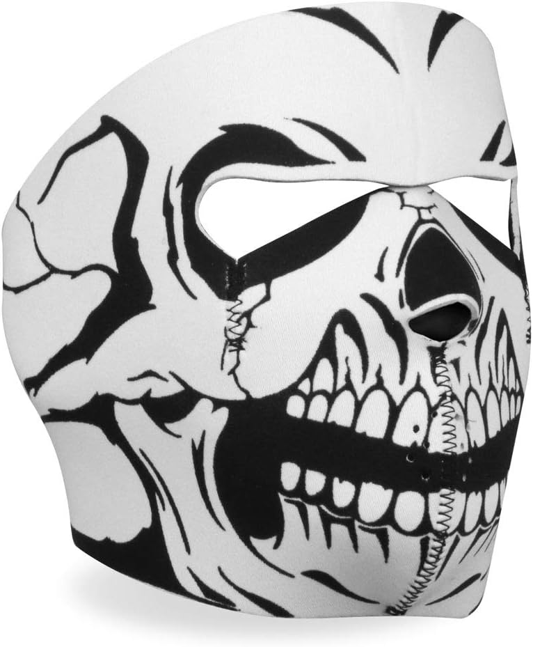 Hot Leathers Skull Neoprene Face Mask (Black/White)