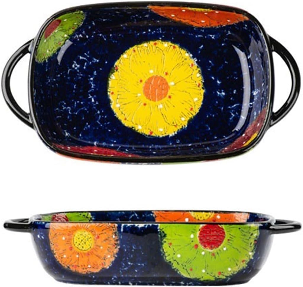 Lasagna Pans Ceramic Baking Dish Tableware Baking Spaghetti Baking Dish High Temperature Resistant with Handle for Oven Microwave Oven Lasagne Dish,One Color-19.5cm
