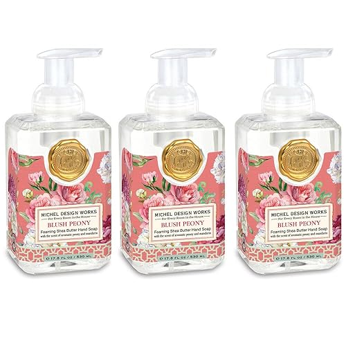 Michel Design Works Jabón de manos espumoso, 17.8 onzas líquidas, rubor peonía paquete de 3