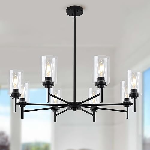 Candelabros de cristal para casa de campo de 8 luces para comedor, modernas lámparas de cocina sobre mesa, iluminación de techo colgante de isla de