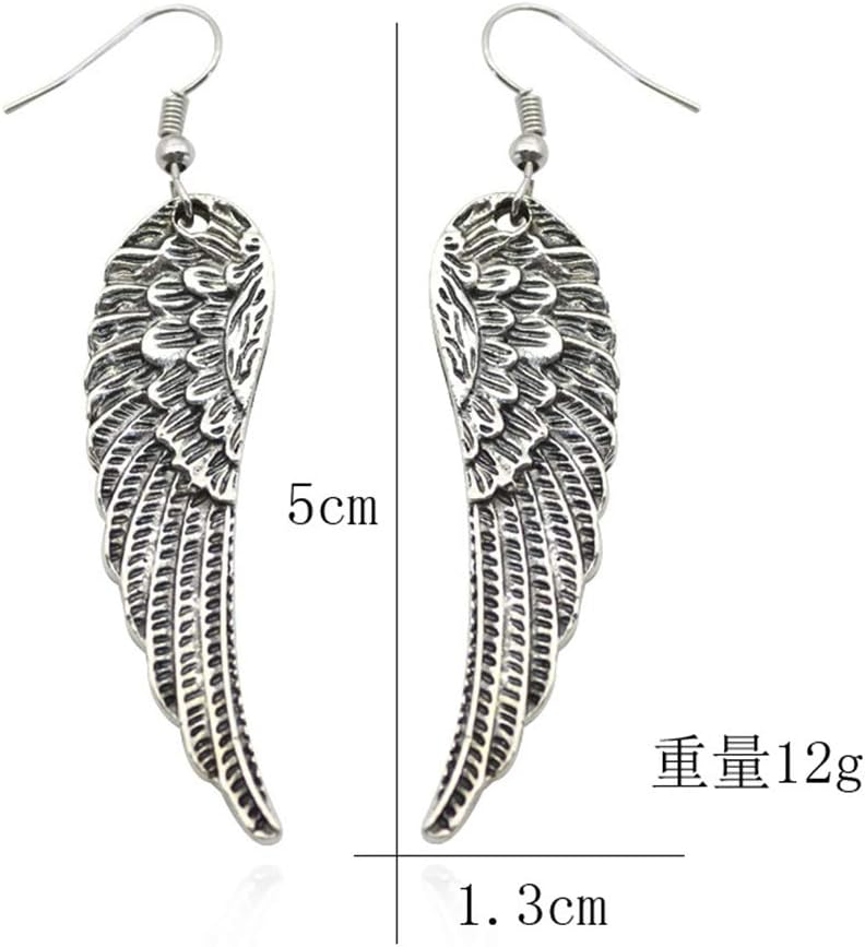 Silver Zinc Alloy Dangle Earrings, Angel Wing Feather Design for Women, Vintage Style, Christmas Jewelry - Image 2