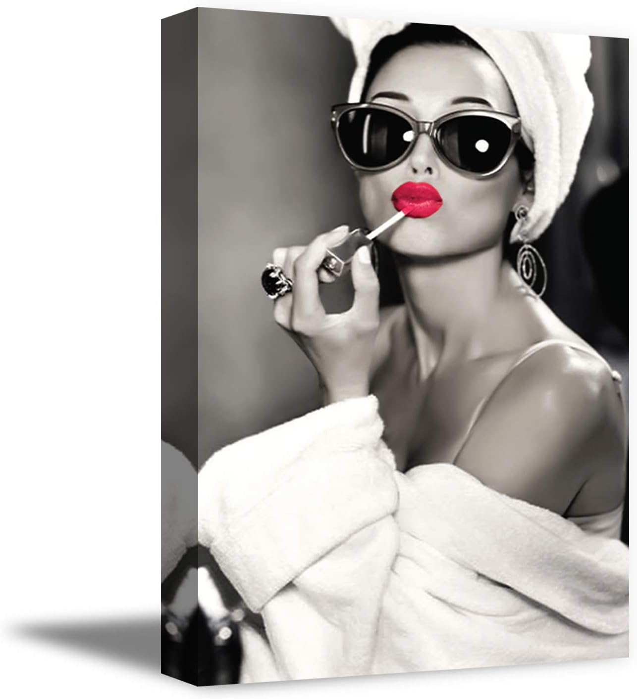 Funny Ugly Christmas Sweater Hepburn Fans New Audrey Hepburn Photo Canvas Pretty Lips Cute Hepburn Portrait Artwork 24" x 36" NO FRAME