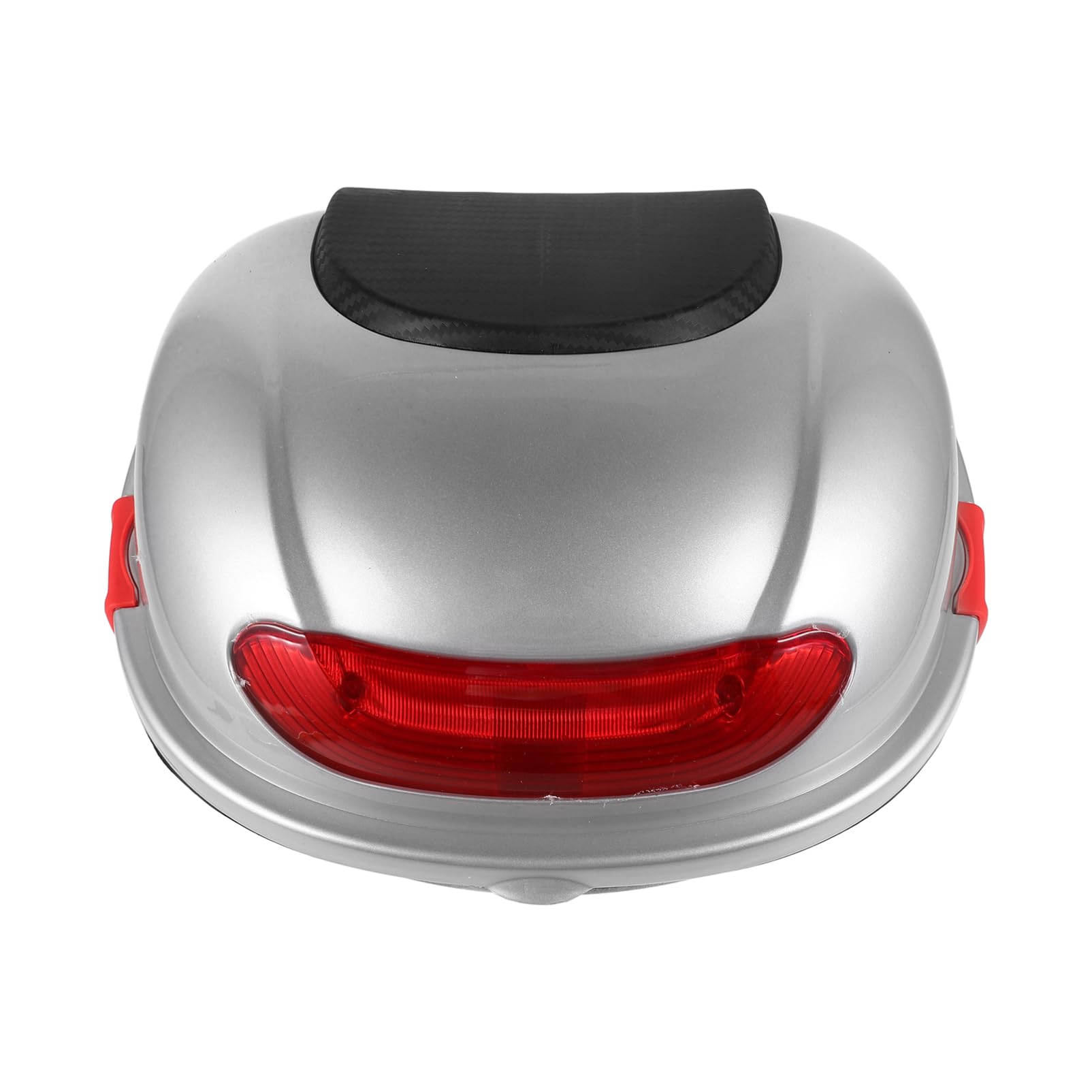 VOSAREA Coffre Arrière Moto Argenté Base et Sangles Grosse Boîte de Rangement Étanche pour Scooter Électrique Top Case Polyvalent pour Transport Bagages et Outils Moto