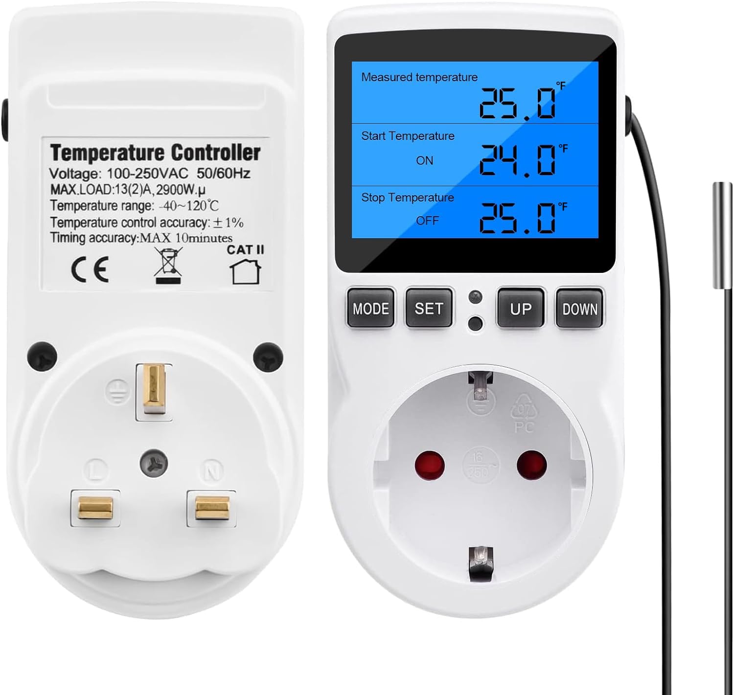 Digitaler Temperaturregler Mit Steckdose - Thermostat Für Heizung & Kühlung -40°C Bis 120°C