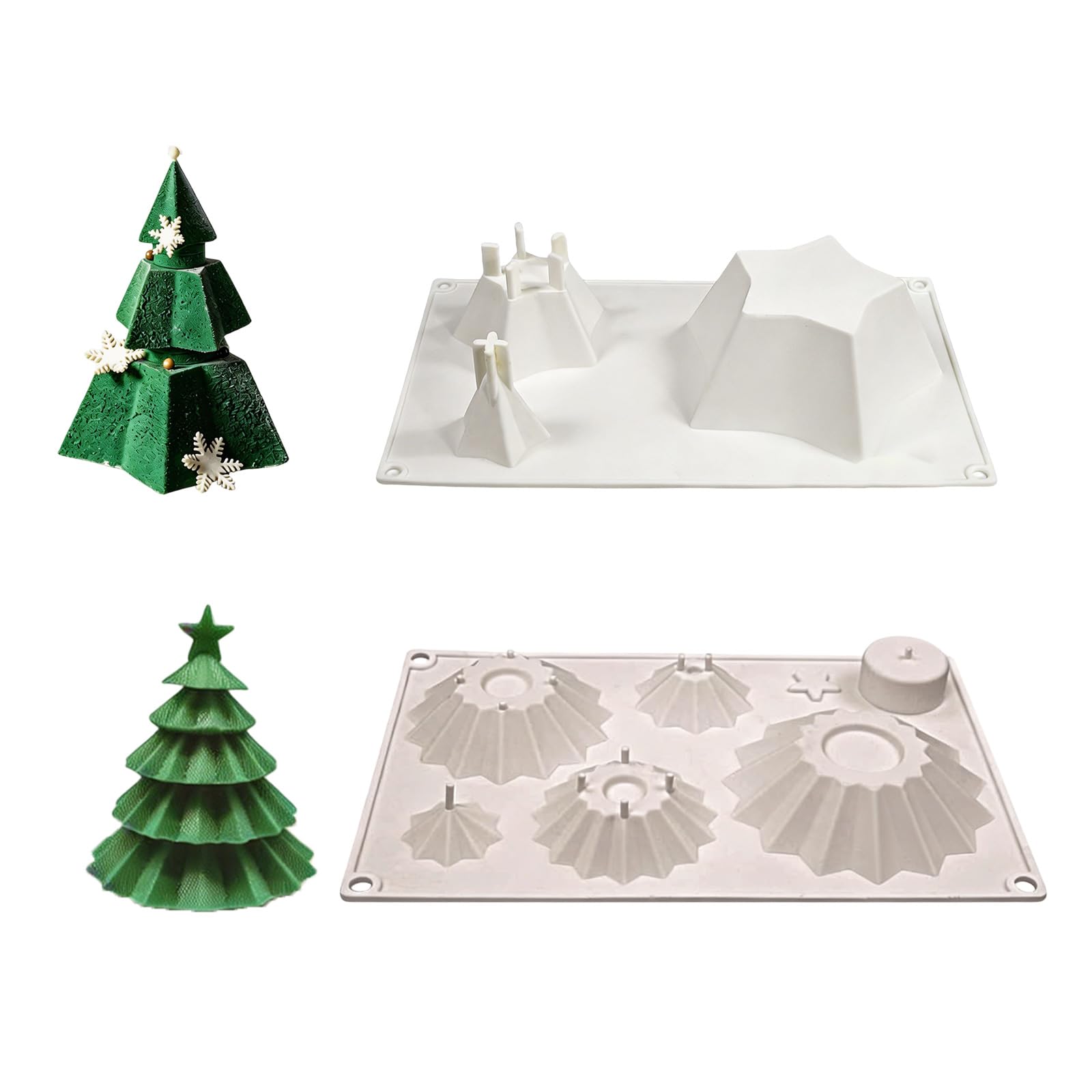 Oxxggkao 3D Christmas Tree Silicone Christmas Tree Fondant for Soap Making Cake Decorating Candy Chocolate Silicone Mold Fondant Cake Decorating Tools Chocolate
