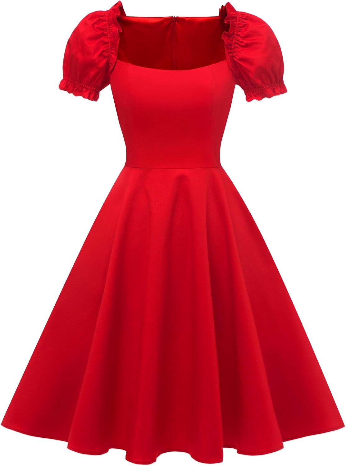 Hanpceirs Women's Puff Short Sleeve 1950s Party Dresses Square Neck Aline Dress with Pockets - Image 3