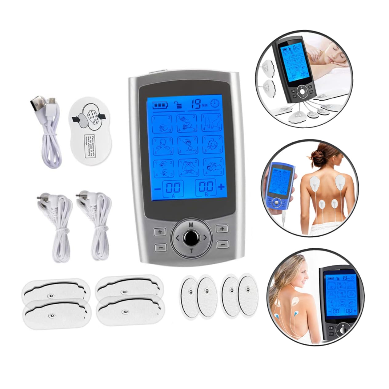 36 Modos para Masaje Muscular y Alivio Cervical, Kit de Fisioterapia 8 Electrodos para Hombros y Cuello en Casa o Spa