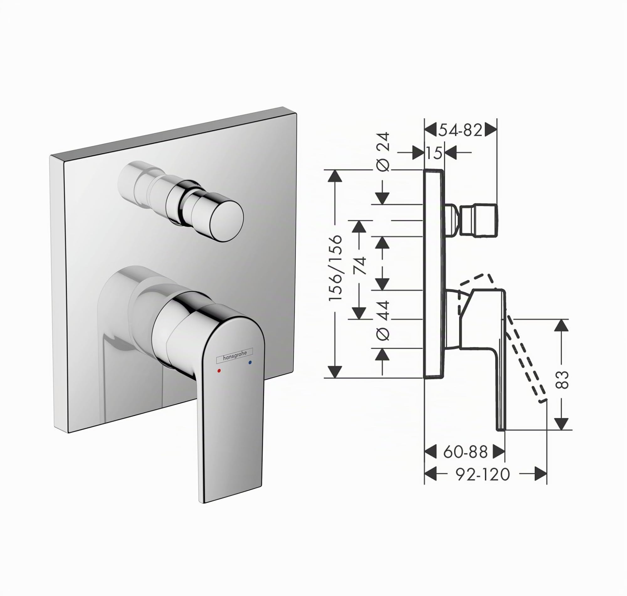 Hansgrohe Duschsystem Unterputz mit Duscharmatur Hansgrohe poliert HGK01ob