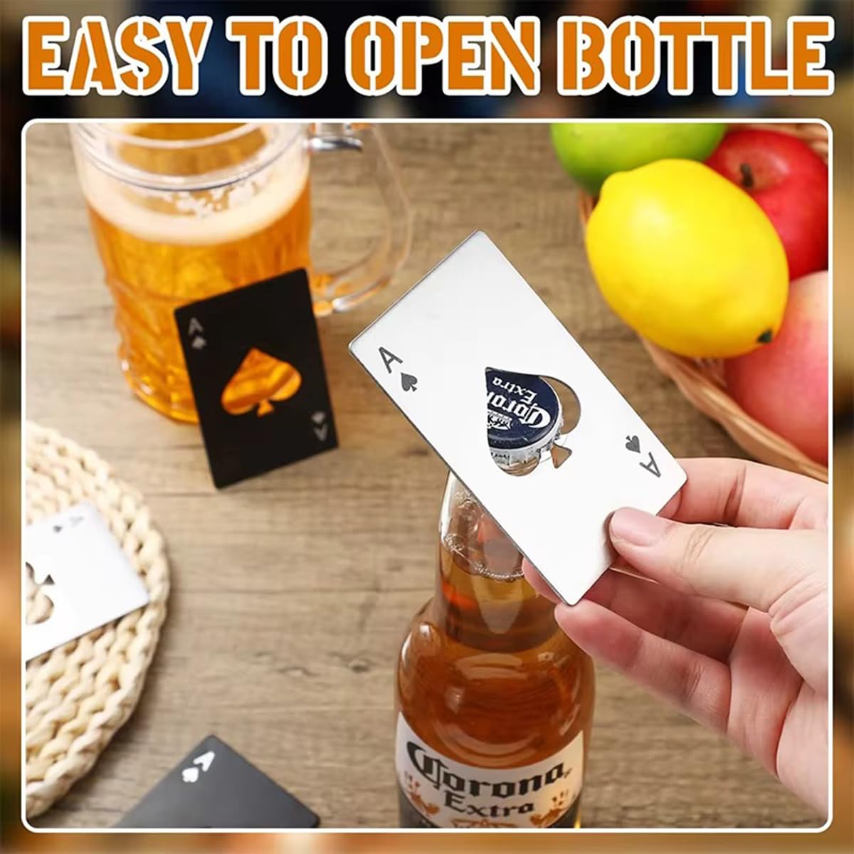Regalos para padrinos de boda, abridor de botellas Ace of Spades, regalo de boda para padrino/padrino de boda, abrebotellas personalizado, abridor de cerveza grabado (negro, 60 unidades)