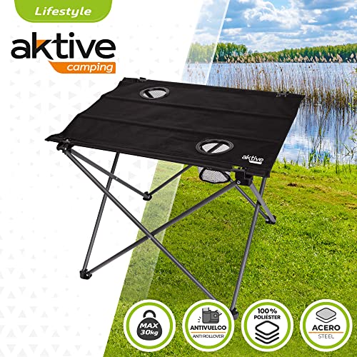 Table pliante textile stable et compacte pour sols irréguliers de camping - 4