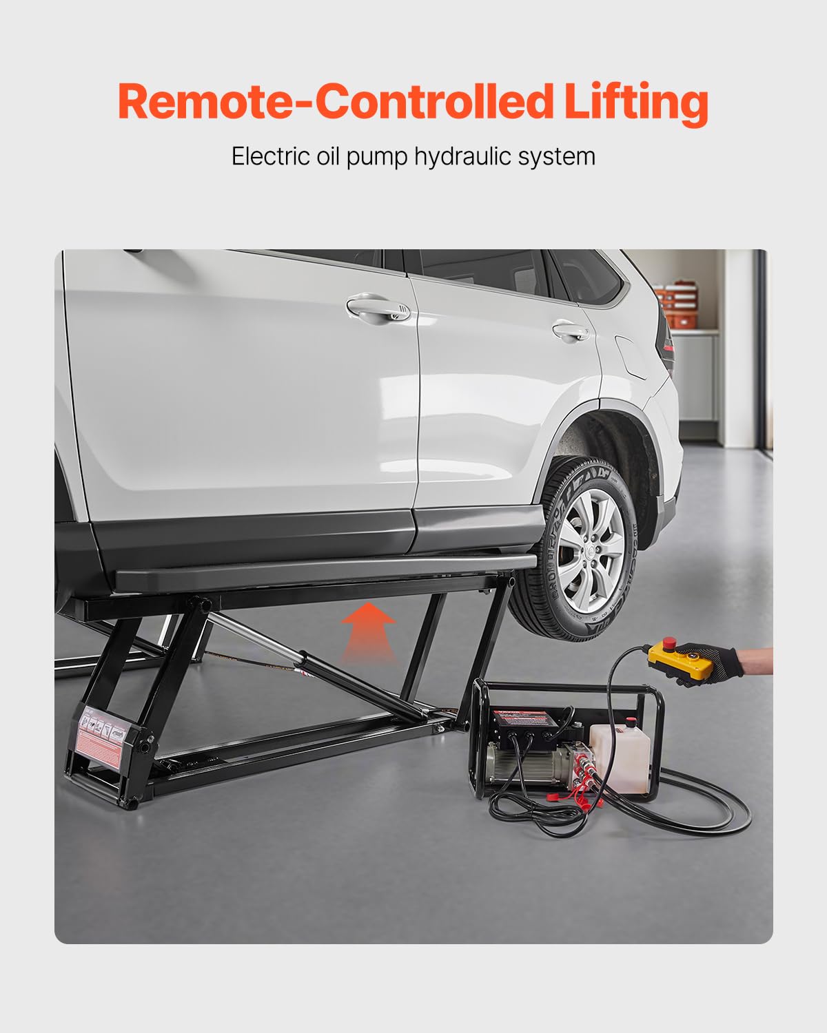 VEVOR Pont Élévateur Capacité 3175,1 kg, Lève-Voitures Réglable sur 3 Niveaux, Hauteur de Levage de 74,8 cm, avec Télécommande, Verrouillage Automatique, 4 Patins en Caoutchouc et 4 Colonnes, Garage