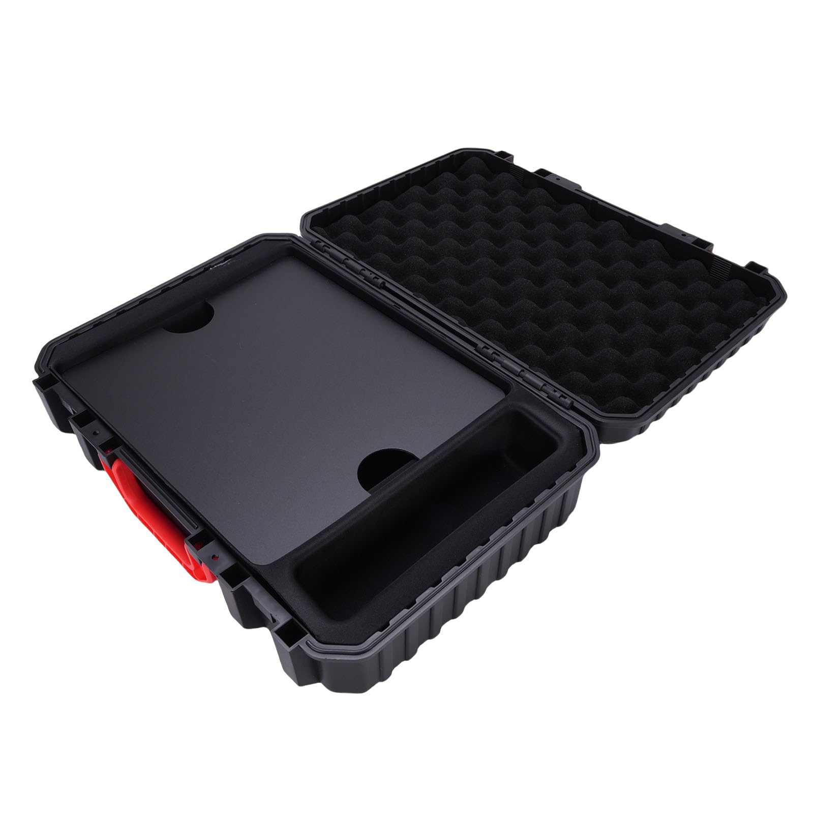 Boîte de Rangement Satellite Durable et Portable pour Mini avec Chargeur de Voiture pour Camping-Car, Voyage en Extérieur, Matériau ABS Résistant à l'eau en Noir, 15,8 X 13,4 X 3,95 Pouces