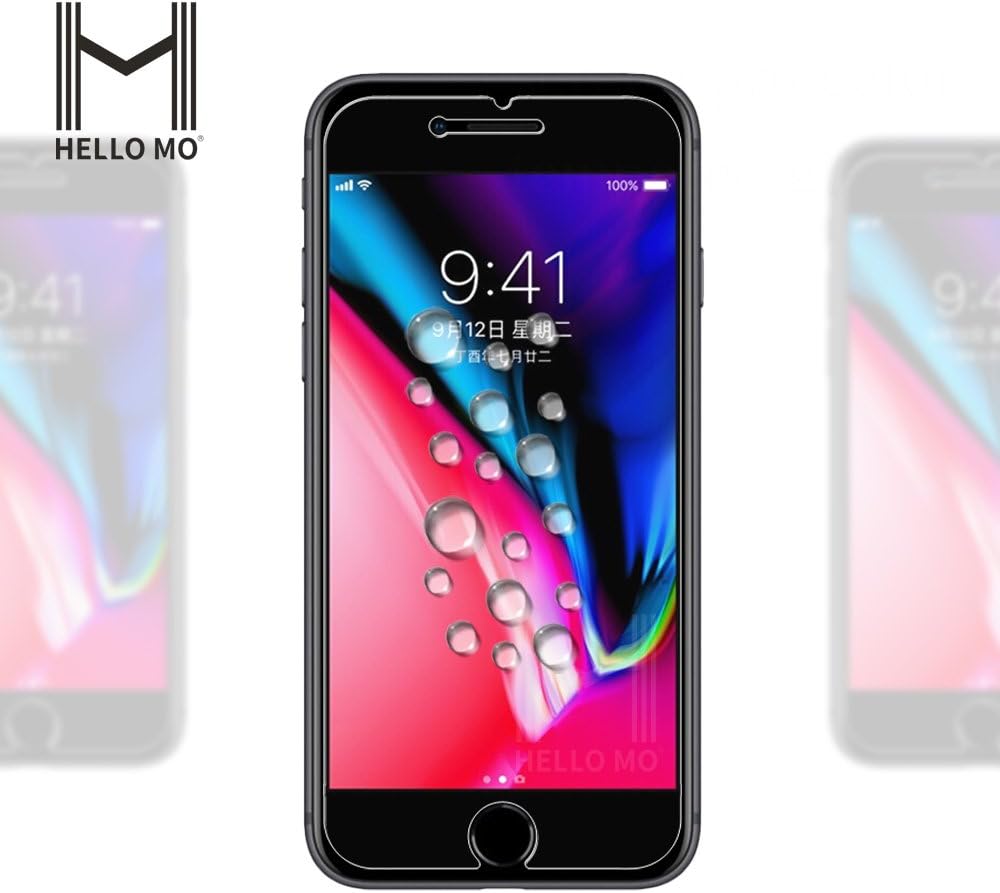 Hello Mo - iPhone 8 Screen Protector [2 Pack]- Case Friendly HD Tempered Glass Screen Protector with [Guide Frame Easy Installation] [9H Hardness] [Anti-Scratch] [Bubble Free]
