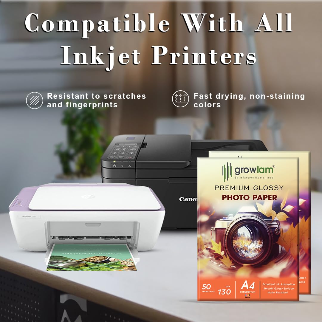 Growlam Premium Glossy Photo Paper 130 GSM 50 SHEETS 4