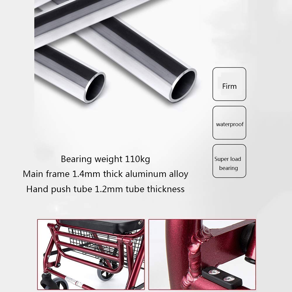 z siedziskiem, chodzik na kółkach ze stopu aluminium z 8-calowymi kołami o udźwigu do 350 funtów, chodzik medyczny, pomoce ułatwiające poruszanie się